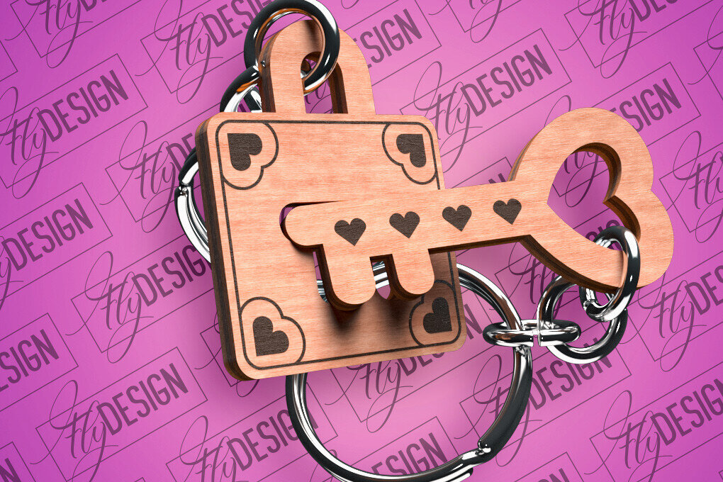 Σετ των 3 Intra απο ξύλο plywood 3mm-4mm πάχος - Μπρελόκ Καρδιά Ζευγαριού | Laser Cut  Δίασταση 4x4 cm INTRAFABR-81181880