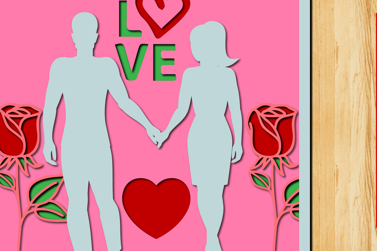 Σετ των 2 Intra απο ξύλο plywood 3mm-4mm πάχος - Ζευγάρι που κρατά τα χέρια  Δίασταση 20x20 cm INTRAFABR-24739028