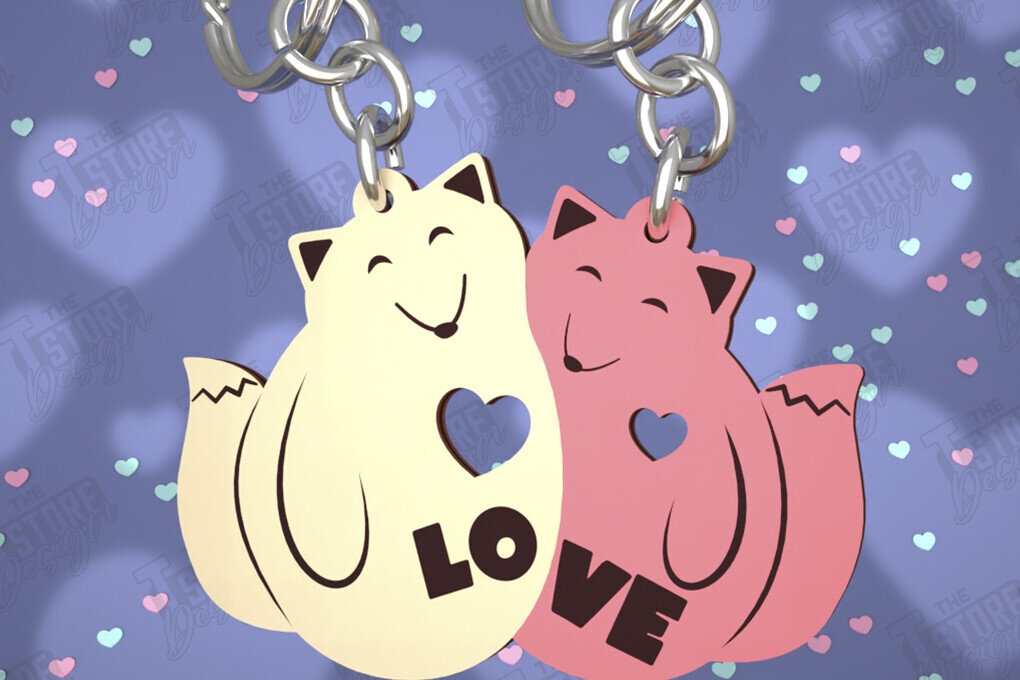 Σετ των 3 Intra απο ξύλο plywood 3mm-4mm πάχος - Μπρελόκ Ζευγαριού | Δώρο του Αγίου Βαλεντίνου Δίασταση 4x4 cm INTRAFABR-108899625