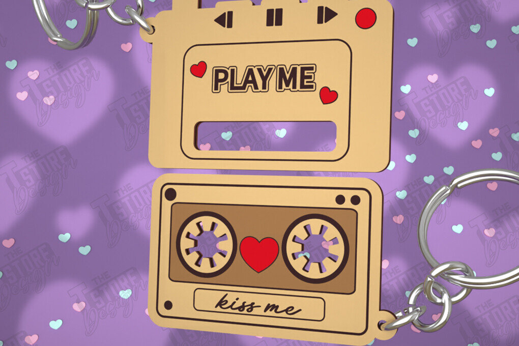 Σετ των 3 Intra απο ξύλο plywood 3mm-4mm πάχος - Μπρελόκ Ζευγαριού | Δώρο του Αγίου Βαλεντίνου Δίασταση 4x4 cm INTRAFABR-108899713