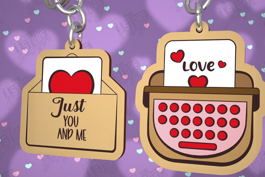 Σετ των 3 Intra απο ξύλο plywood 3mm-4mm πάχος - Μπρελόκ Ζευγαριού | Δώρο του Αγίου Βαλεντίνου Δίασταση 4x4 cm INTRAFABR-108899716