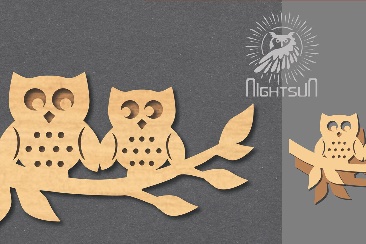 Σετ των 2 Intra απο ξύλο plywood 3mm-4mm πάχος - Διακόσμηση κοπής με λέιζερ για ζευγάρια κουκουβάγια Δίασταση 20x20 cm INTRAFABR-117327411