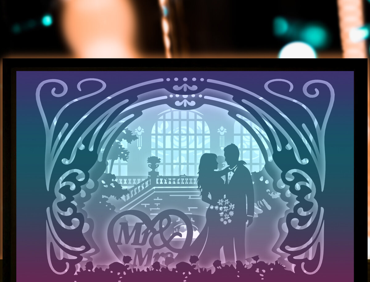 Σετ των 2 Intra απο ξύλο plywood 3mm-4mm πάχος - Κουτί φωτός κοπής από χαρτί γάμου για ζευγάρια Δίασταση 20x20 cm INTRAFABR-27687763