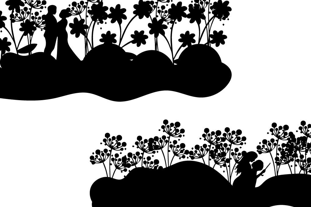 Σετ των 2 Intra απο ξύλο plywood 3mm-4mm πάχος - Ζευγάρι Wildflower Valentine Δίασταση 20x20 cm INTRAFABR-85289085