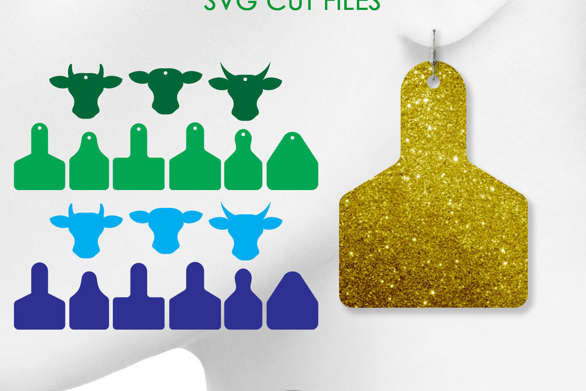 Σετ των 3 Intra απο ξύλο plywood 3mm-4mm πάχος - Σκουλαρίκια με ετικέτα αγελάδας, σκουλαρίκια κεφαλής αγελάδας Δίασταση 3x3 cm INTRAFABR-27339251