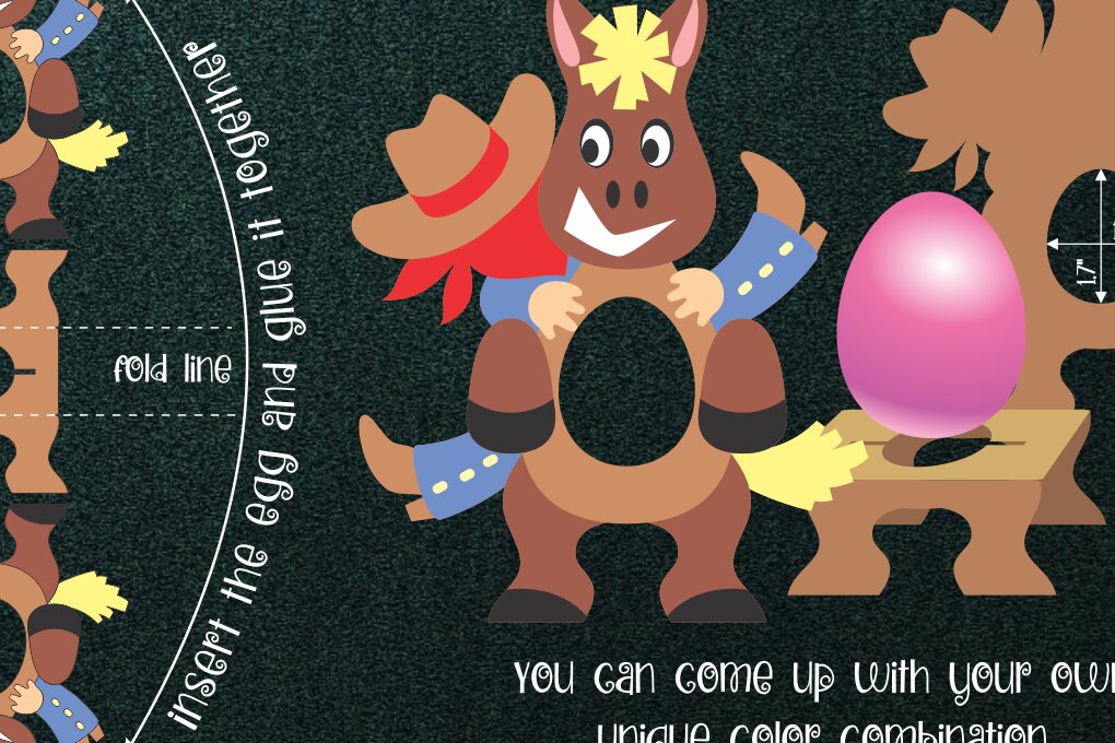 Intra απο ξύλο plywood 3mm-4mm πάχος - Cowboy and Horse - Αυγοθήκη σοκολάτας Δίασταση 30x20 cm INTRAFABR-9804195