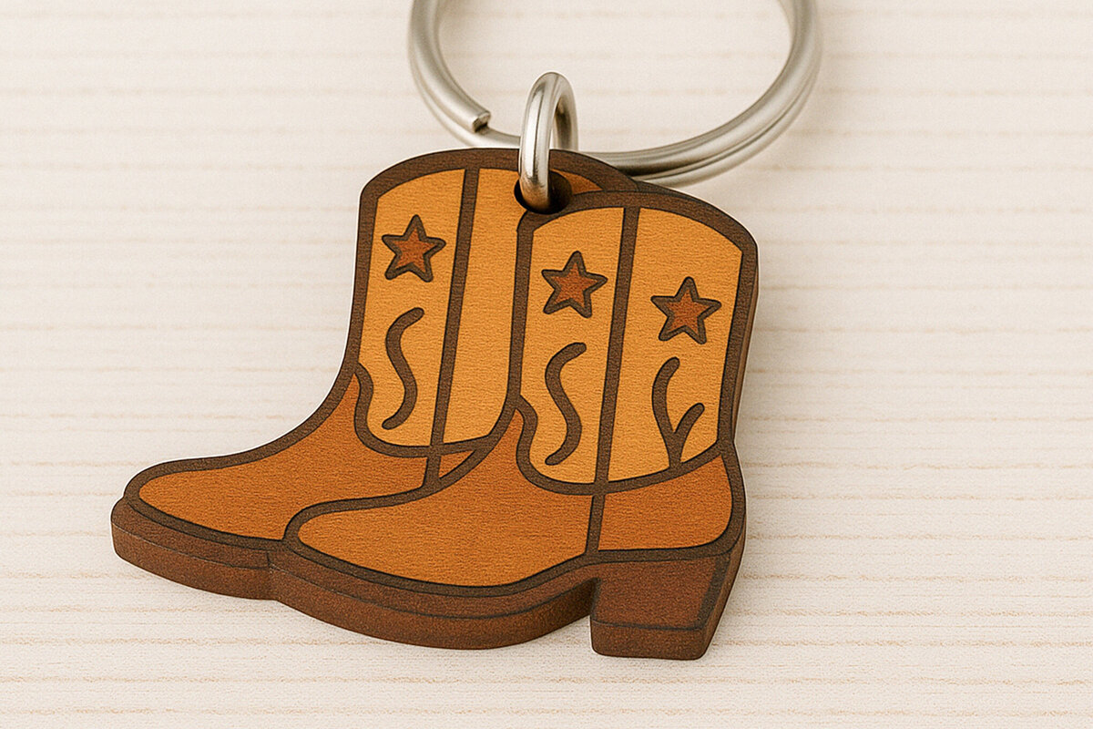 Σετ των 3 Intra απο ξύλο plywood 3mm-4mm πάχος - Μπρελόκ για μπότες καουμπόη Δίασταση 4x4 cm INTRAFABR-120896835