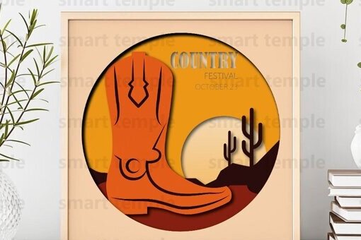 Intra απο ξύλο plywood 3mm-4mm πάχος - Μπότες Cowboy Multilayered, Cowboy Boots Δίασταση 30x20 cm INTRAFABR-80218573