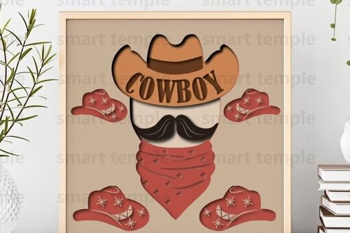 Intra απο ξύλο plywood 3mm-4mm πάχος - Cowboy Hat Papercutting , Cowboy Hat Δίασταση 30x20 cm INTRAFABR-80219763