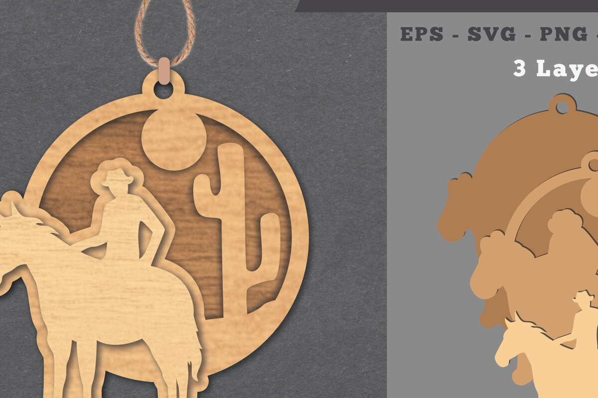 Σετ των 3 Intra απο ξύλο plywood 3mm-4mm πάχος - Στολίδι Cowboy Laser Cut  Δίασταση 6x6 cm INTRAFABR-112011414