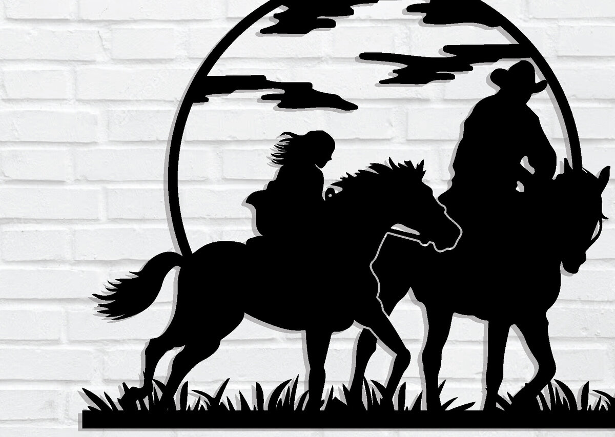 Intra απο ξύλο plywood 3mm-4mm πάχος -  με λέιζερ Cowboy Metal Wall Art Δίασταση 40x50 cm INTRAFABR-85477384