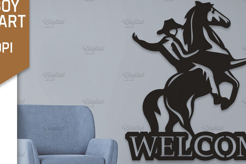 Intra απο ξύλο plywood 3mm-4mm πάχος - Cowboy Wall Art Laser Cut. Χαρτί καουμπόη Δίασταση 40x50 cm INTRAFABR-87116211