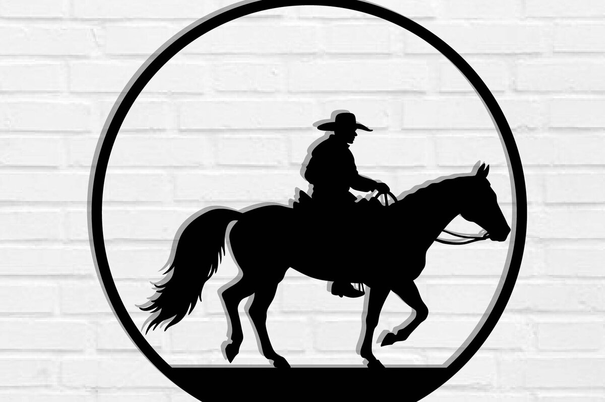 Intra απο ξύλο plywood 3mm-4mm πάχος - Cowgirl Horse Laser Cut Metal Sign, DXF Δίασταση 40x50 cm INTRAFABR-119975467