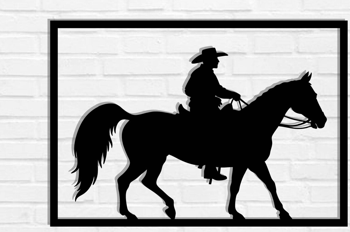 Intra απο ξύλο plywood 3mm-4mm πάχος - Cowgirl Horse Laser Cut Metal Sign, DXF Δίασταση 40x50 cm INTRAFABR-119975580