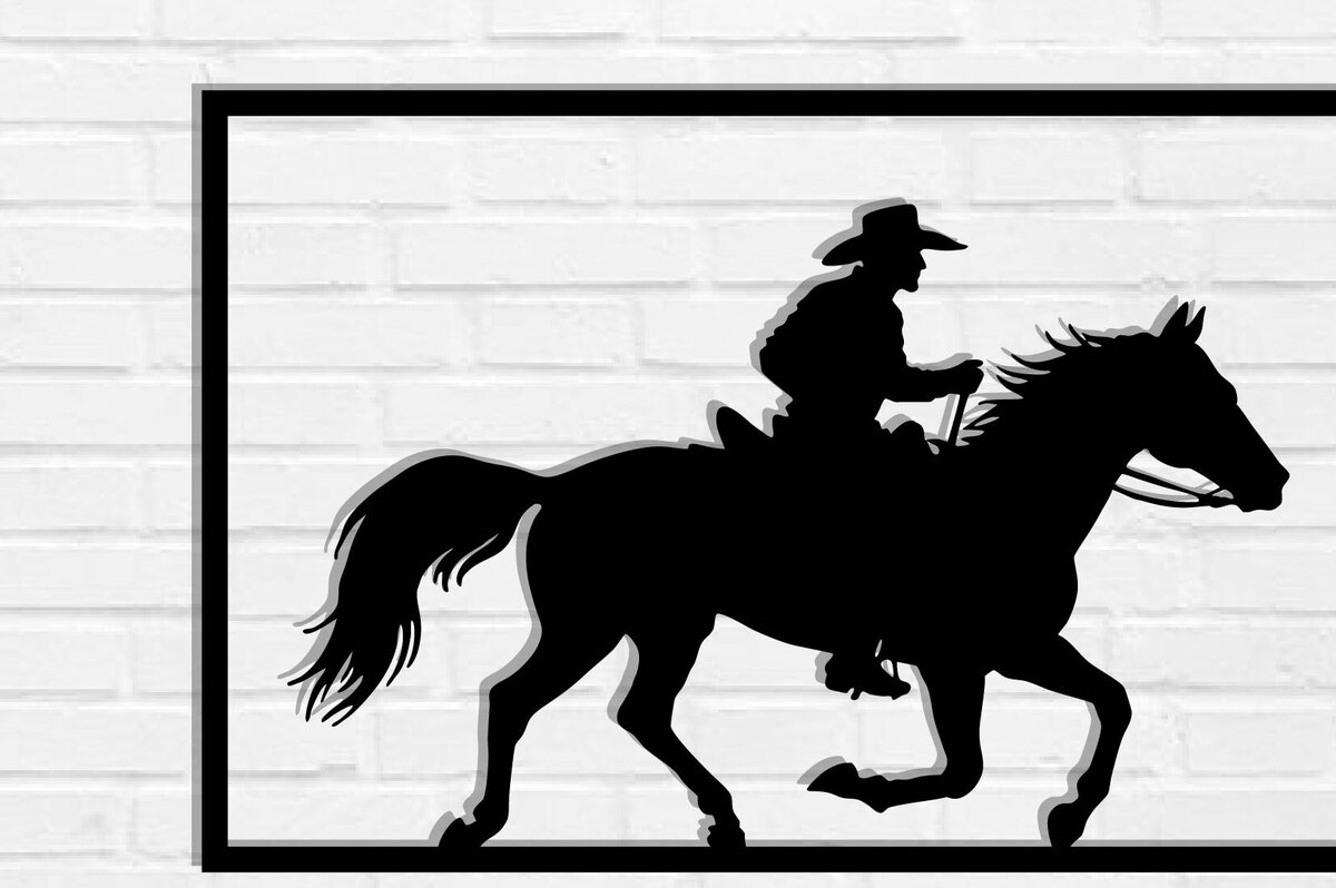 Intra απο ξύλο plywood 3mm-4mm πάχος - Cowgirl Horse Laser Cut Metal Sign, DXF Δίασταση 40x50 cm INTRAFABR-119975825