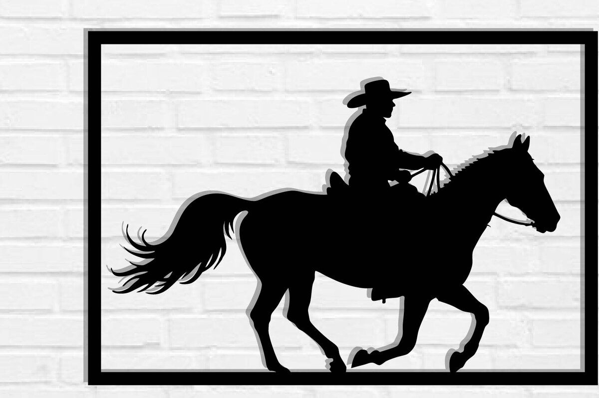Intra απο ξύλο plywood 3mm-4mm πάχος - Cowgirl Horse Laser Cut Metal Art Wall Art Δίασταση 40x50 cm INTRAFABR-119975449