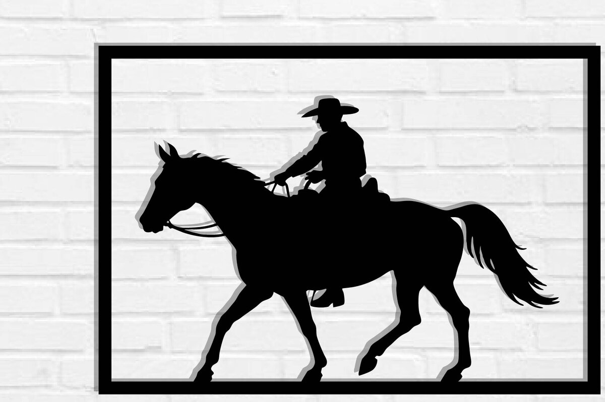 Intra απο ξύλο plywood 3mm-4mm πάχος - Cowgirl Horse Laser Cut Metal Art Wall Art Δίασταση 40x50 cm INTRAFABR-119975659