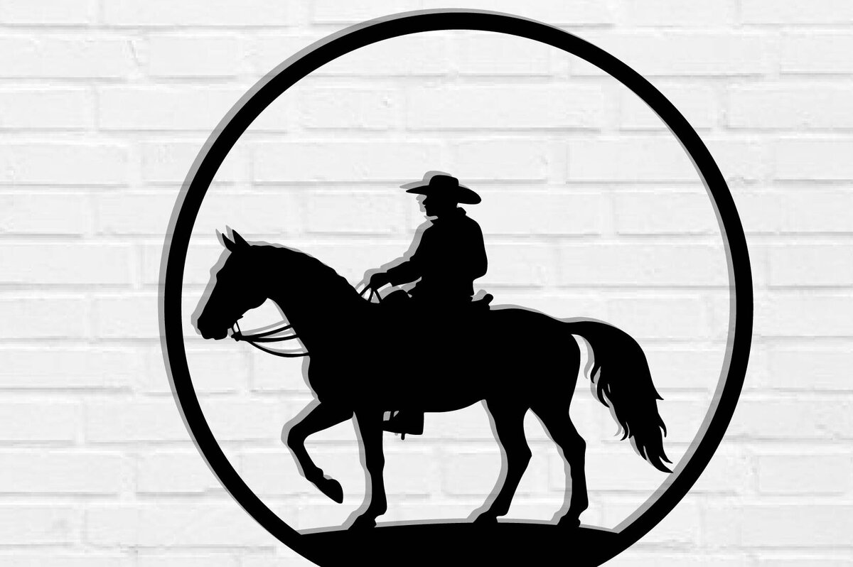 Intra απο ξύλο plywood 3mm-4mm πάχος - Cowgirl Horse Laser Cut Metal Art Wall Art Δίασταση 40x50 cm INTRAFABR-119975867