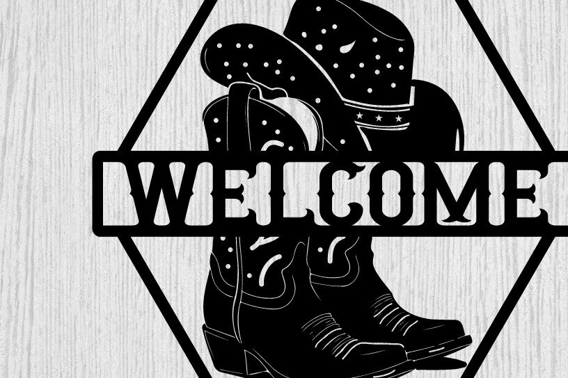 Intra απο ξύλο plywood 3mm-4mm πάχος -  κοπής με λέιζερ μεταλλικού τοίχου Cowgirl Δίασταση 40x50 cm INTRAFABR-99014231