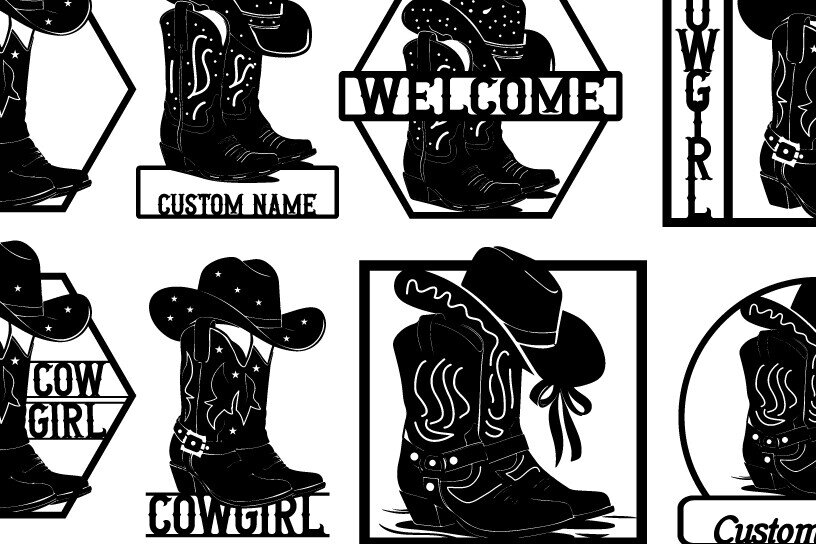 Intra απο ξύλο plywood 3mm-4mm πάχος - Πακέτο Laser DXF Metal Art Wall Art Cowgirl Δίασταση 40x50 cm INTRAFABR-100495227