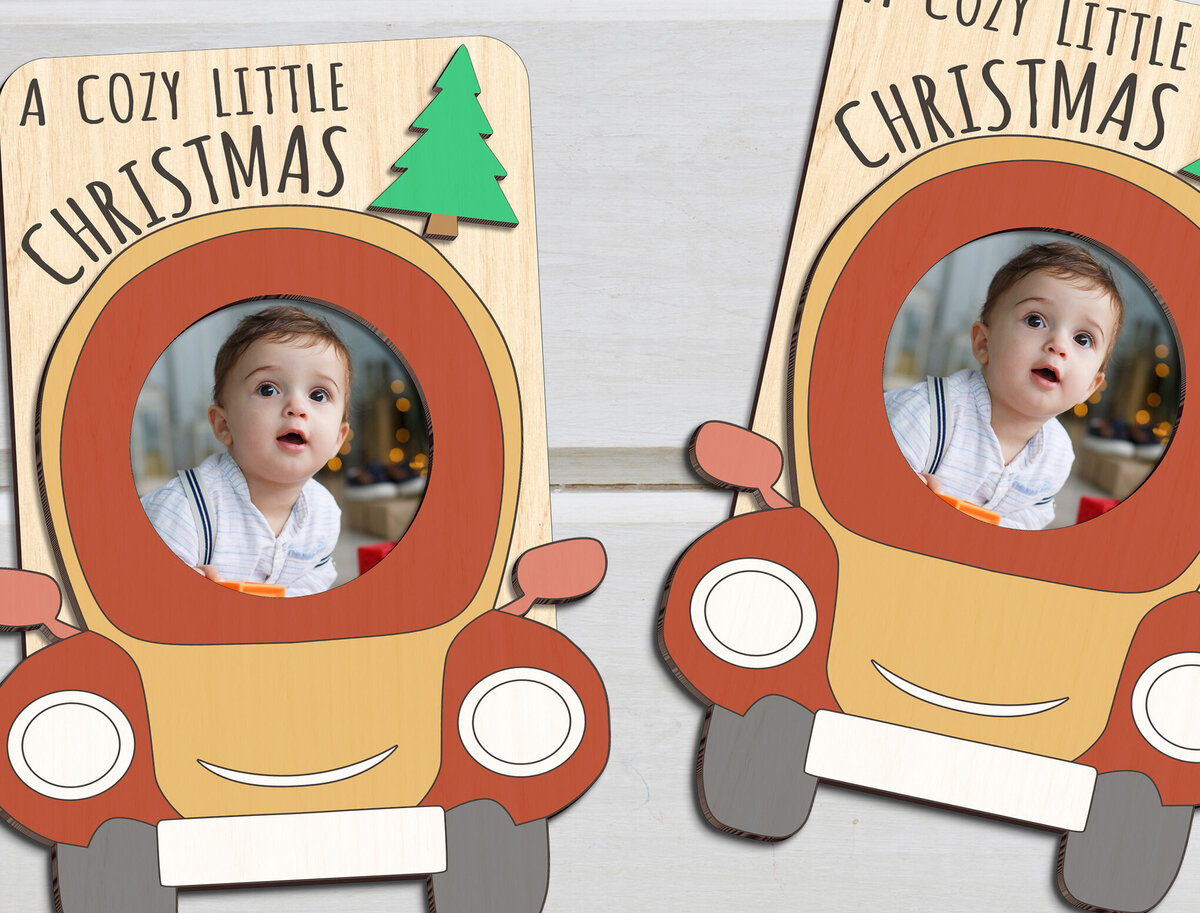 Σετ των 2 Intra απο ξύλο plywood 3mm-4mm πάχος - Cozy Coupe Ψυγείο Photo Magnet πλαίσιο Δίασταση 20x25 cm INTRAFABR-101628524