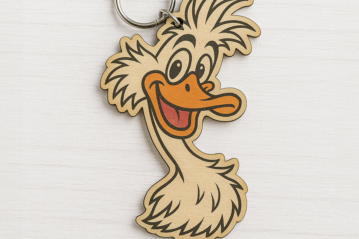 Σετ των 3 Intra απο ξύλο plywood 3mm-4mm πάχος - Μπρελόκ Crazy Hair Goose  Δίασταση 4x4 cm INTRAFABR-122092670