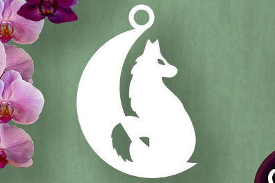 Σετ των 3 Intra απο ξύλο plywood 3mm-4mm πάχος - Μπρελόκ Crescent Moon και Wolf Δίασταση 4x4 cm INTRAFABR-105248657