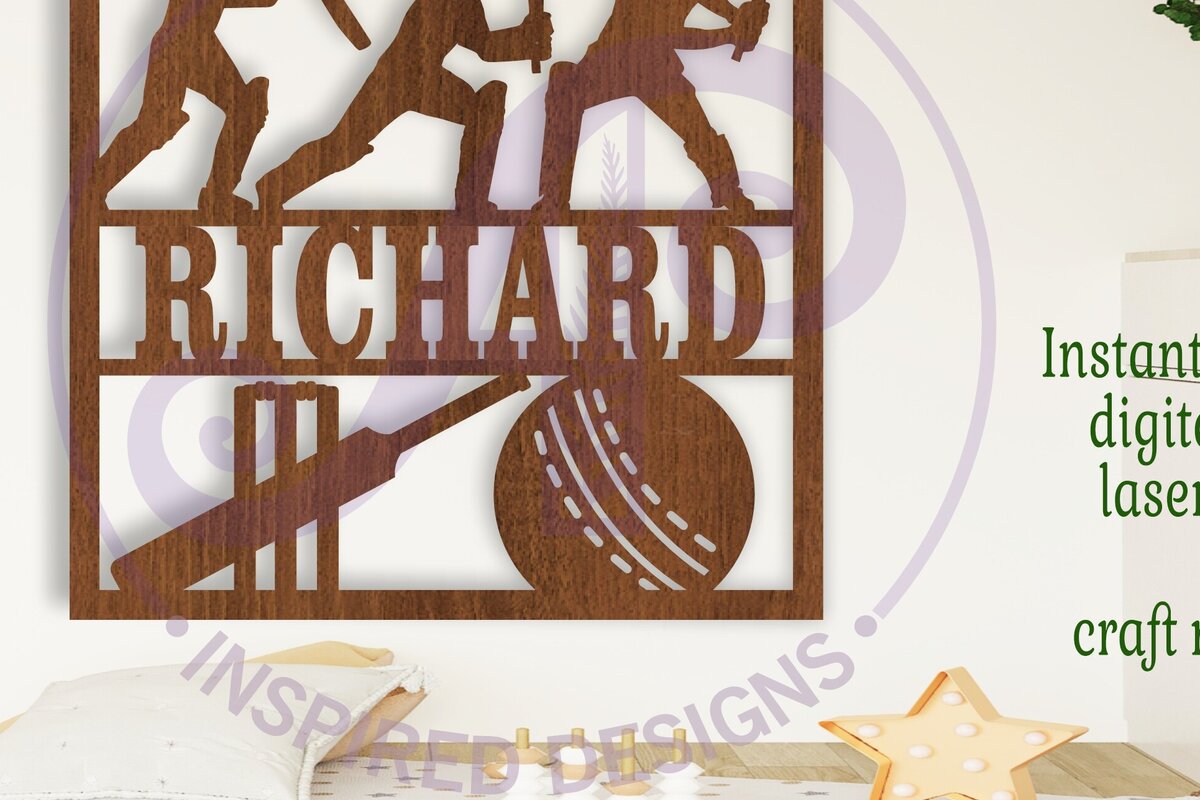 Intra απο ξύλο plywood 3mm-4mm πάχος - Σήμα ονόματος  Laser με θέμα το κρίκετ Δίασταση 30x20 cm INTRAFABR-104274035