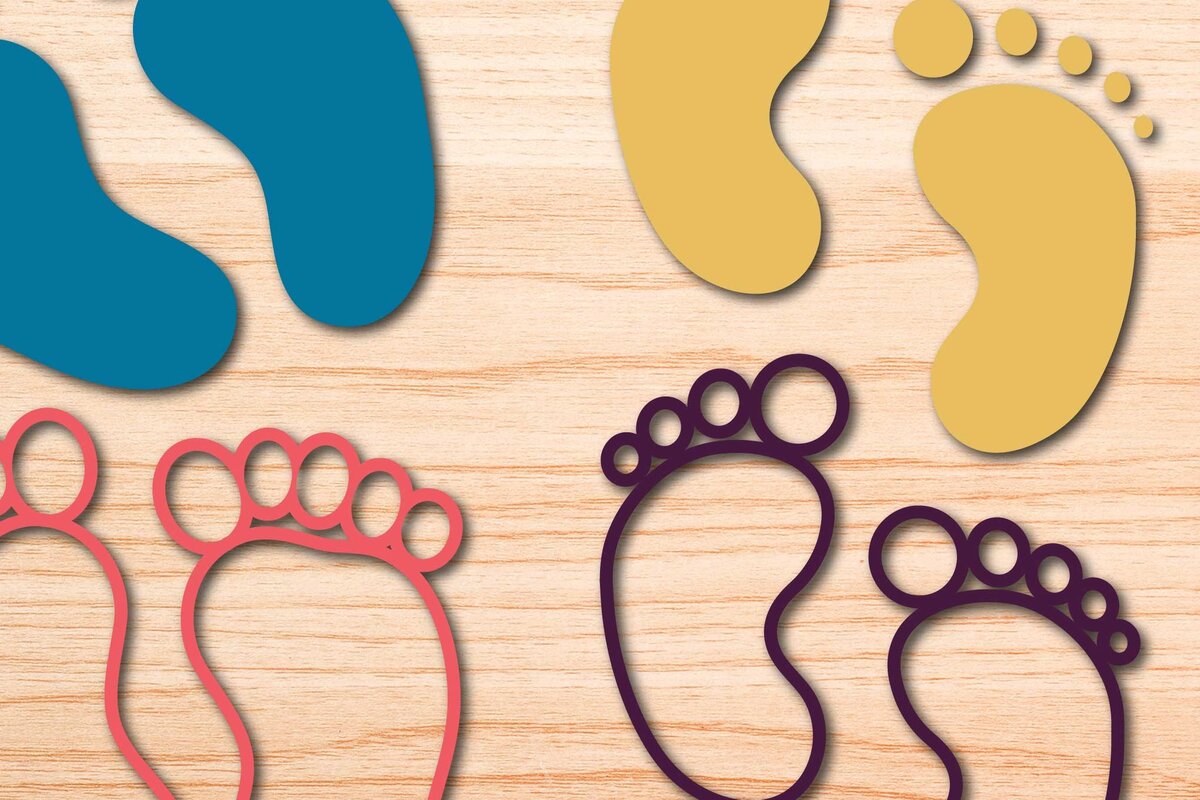 Σετ των 2 Intra απο ξύλο plywood 3mm-4mm πάχος - Πακέτο Cricut Baby Feet  Δίασταση 20x20 cm INTRAFABR-72296844