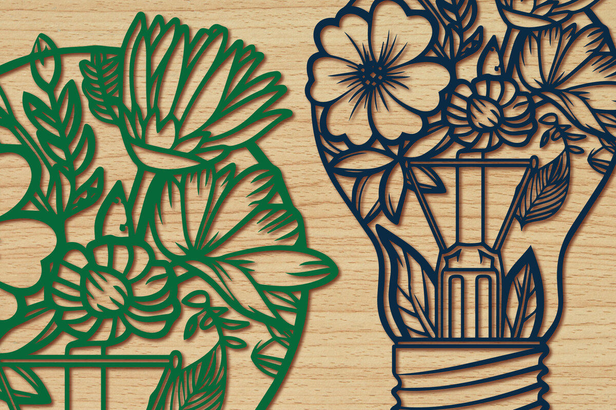 Σετ των 3 Intra απο ξύλο plywood 3mm-4mm πάχος - Σετ ποδήλατο Cricut με λουλούδια  Δίασταση 4x4 cm INTRAFABR-91071936