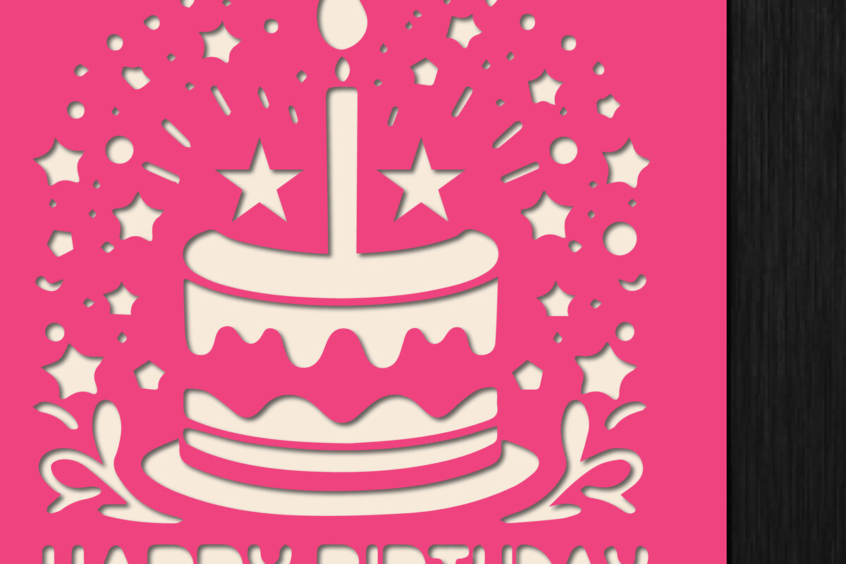 Σετ των 2 Intra απο ξύλο plywood 3mm-4mm πάχος - Κάρτα γενεθλίων Cricut Paper Cut  Δίασταση 20x20 cm INTRAFABR-118460392