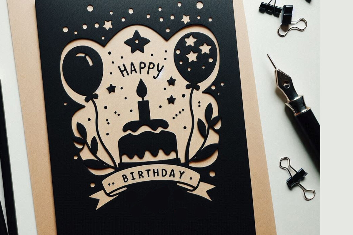 Σετ των 2 Intra απο ξύλο plywood 3mm-4mm πάχος - Κάρτα γενεθλίων Cricut Paper Cut  Δίασταση 20x20 cm INTRAFABR-118481128