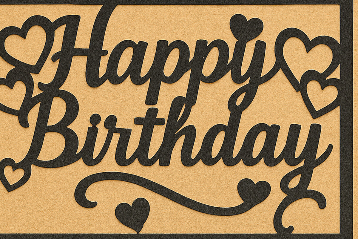 Σετ των 2 Intra απο ξύλο plywood 3mm-4mm πάχος - Cricut Δωροκάρτα γενεθλίων  Cut  Δίασταση 20x20 cm INTRAFABR-119779347