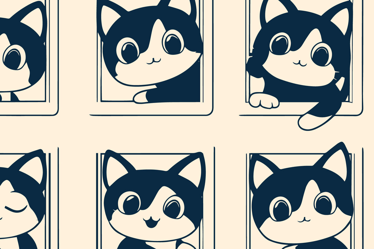 Σετ των 3 Intra απο ξύλο plywood 3mm-4mm πάχος - Γάτα Cricut που κρυφοκοιτάζει από ένα παράθυρο  Δίασταση 4x4 cm INTRAFABR-104800864