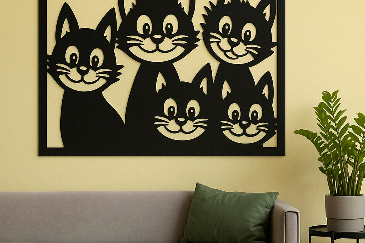 Σετ των 3 Intra απο ξύλο plywood 3mm-4mm πάχος -  Cricut Cats Art Decor  Cut File Δίασταση 4x4 cm INTRAFABR-120141325