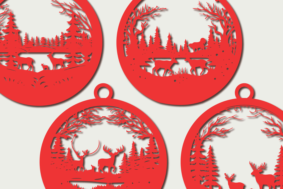 Σετ των 3 Intra απο ξύλο plywood 3mm-4mm πάχος - Πακέτο Cricut Χριστουγεννιάτικο Animal  Δίασταση 4x4 cm INTRAFABR-83847943