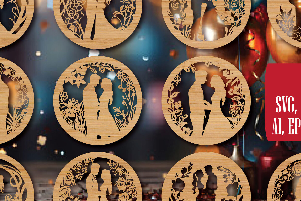 Σετ των 3 Intra απο ξύλο plywood 3mm-4mm πάχος - Cricut Χριστουγεννιάτικο Coasters Coasters  Bun Δίασταση 4x4 cm INTRAFABR-82066105