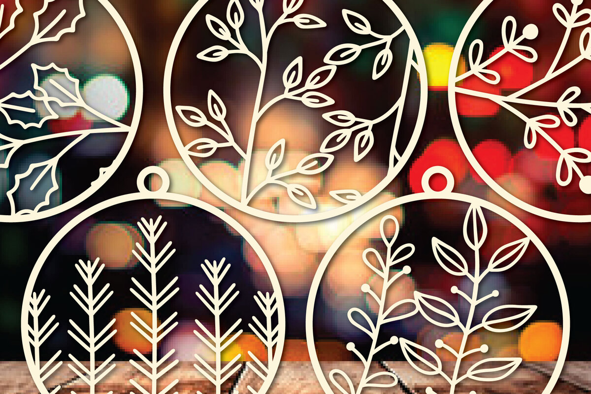 Σετ των 3 Intra απο ξύλο plywood 3mm-4mm πάχος - Πακέτο Cricut Χριστουγεννιάτικη διακόσμηση  Δίασταση 4x4 cm INTRAFABR-83352454