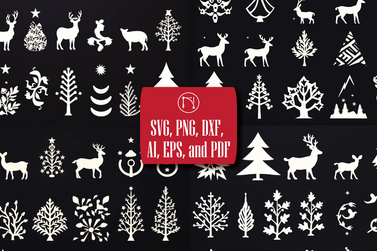 Σετ των 3 Intra απο ξύλο plywood 3mm-4mm πάχος - Πακέτο Cricut Χριστουγεννιάτικη διακόσμηση  Δίασταση 4x4 cm INTRAFABR-82371949