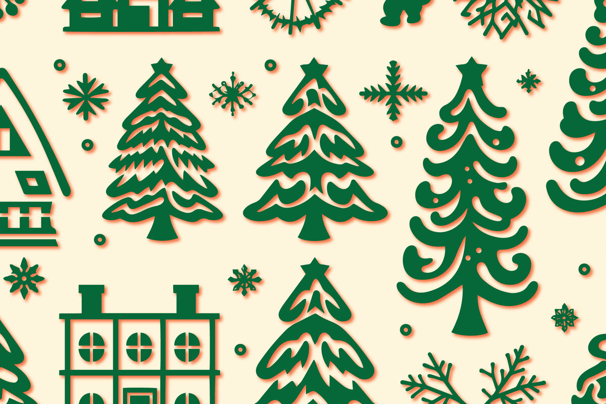 Σετ των 3 Intra απο ξύλο plywood 3mm-4mm πάχος - Πακέτο Cricut Christmas Element  Δίασταση 4x4 cm INTRAFABR-85125030