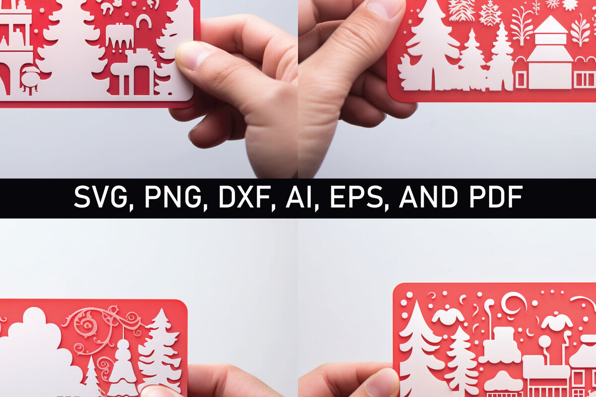 Σετ των 2 Intra απο ξύλο plywood 3mm-4mm πάχος - Πακέτο χριστουγεννιάτικων δώρων Cricut  Δίασταση 15x15 cm INTRAFABR-81477047