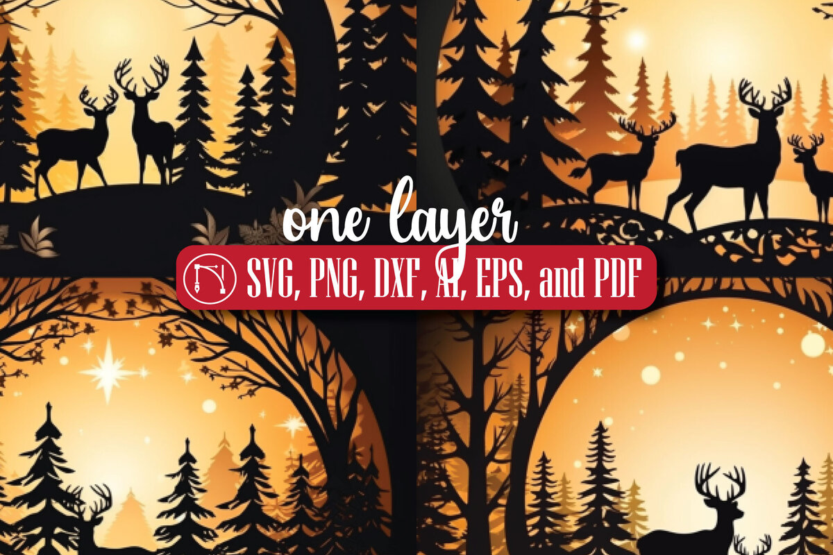 Σετ των 3 Intra απο ξύλο plywood 3mm-4mm πάχος - Πακέτο  Χριστουγεννιάτικου Scene Cricut Δίασταση 4x4 cm INTRAFABR-82380664