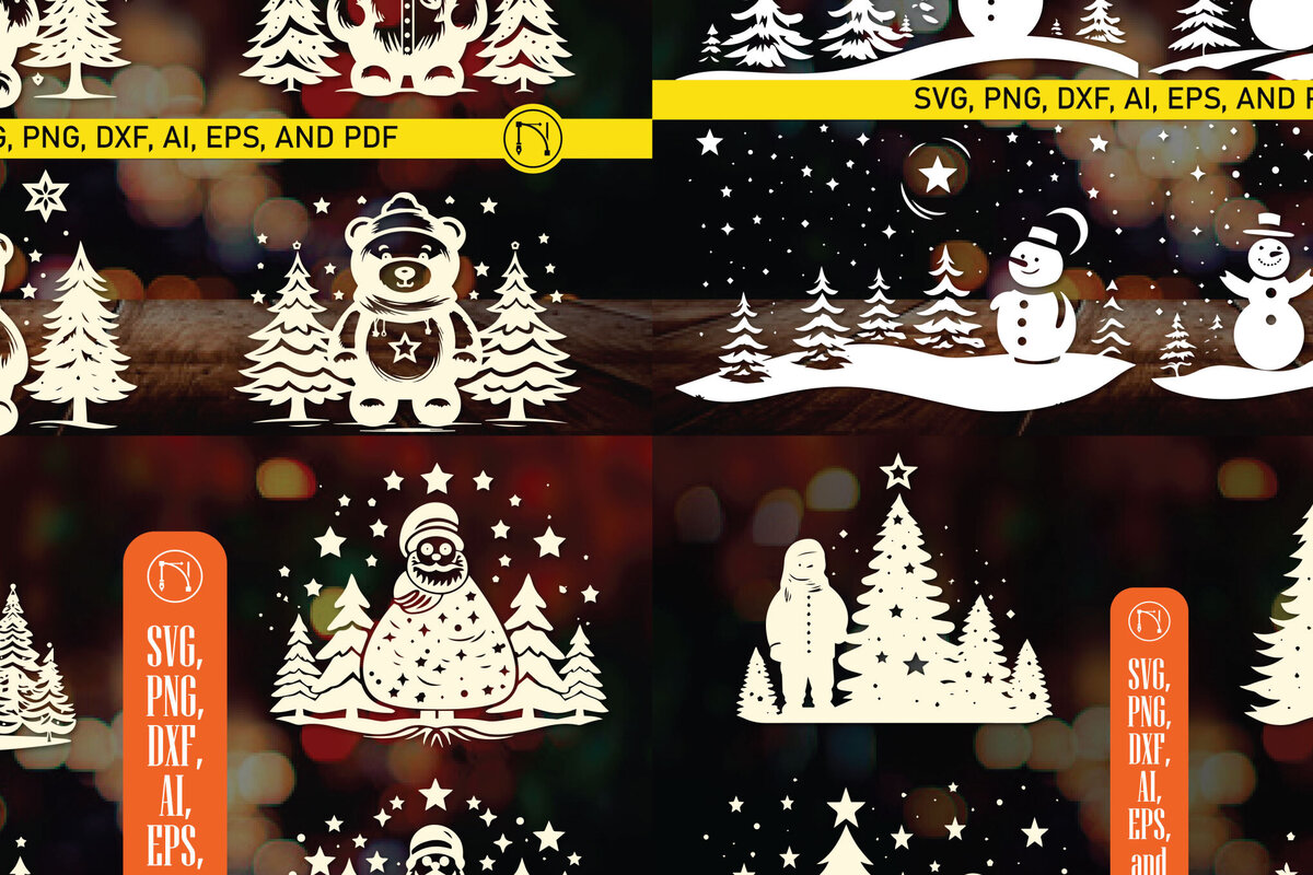 Σετ των 3 Intra απο ξύλο plywood 3mm-4mm πάχος - Πακέτο Cricut Christmas Snowman  Δίασταση 6x6 cm INTRAFABR-83600516