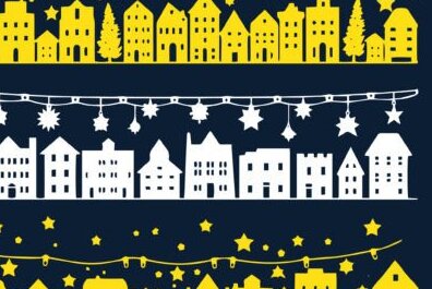 Σετ των 3 Intra απο ξύλο plywood 3mm-4mm πάχος - Πακέτο Cricut Christmas Village  Δίασταση 4x4 cm INTRAFABR-81561082