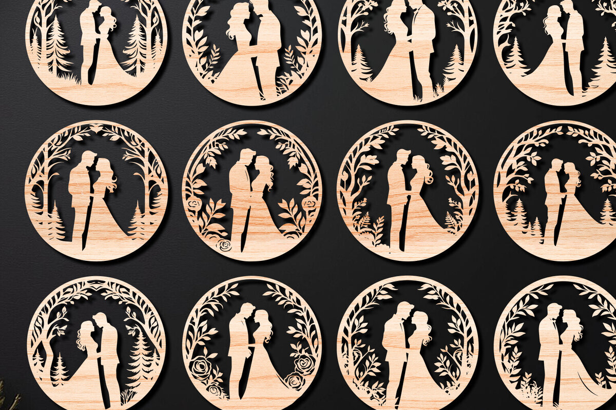 Σετ των 2 Intra απο ξύλο plywood 3mm-4mm πάχος - Cricut Couple Laser Cut Love  Δίασταση 20x20 cm INTRAFABR-111905649