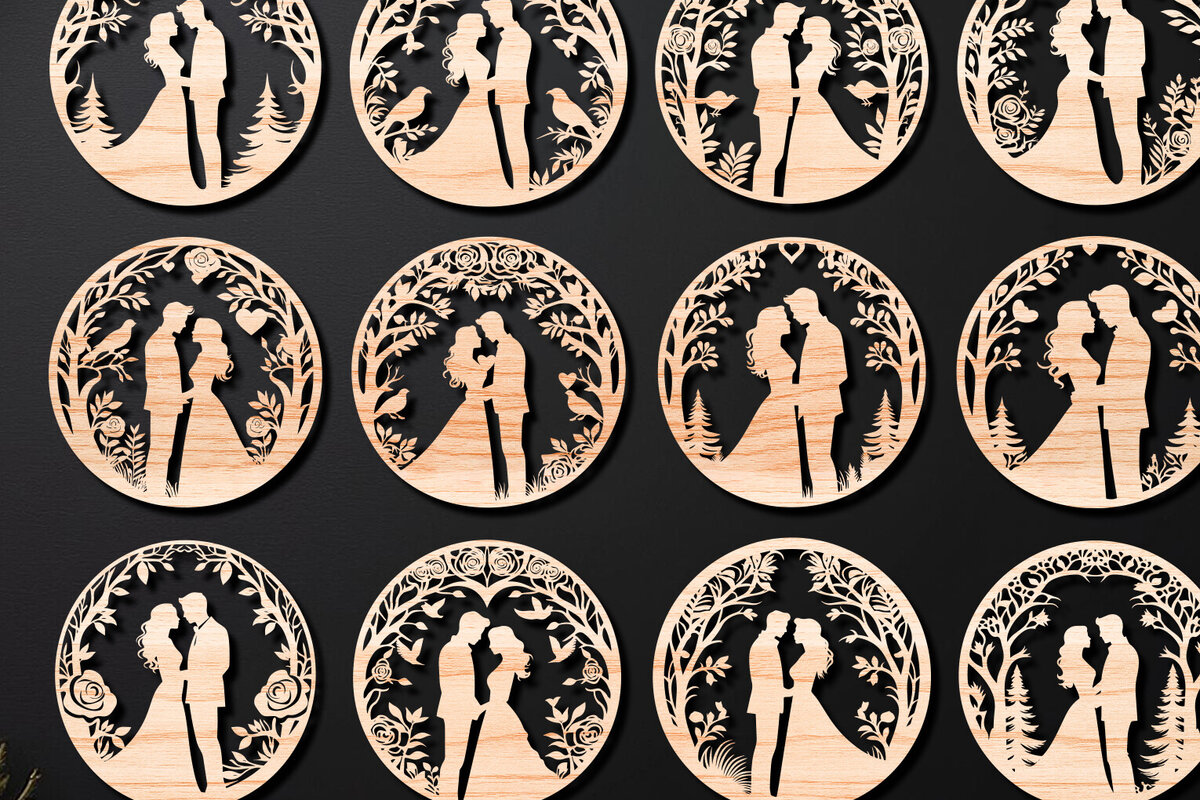 Σετ των 2 Intra απο ξύλο plywood 3mm-4mm πάχος - Cricut Couple Laser Cut Love  Δίασταση 20x20 cm INTRAFABR-111905607