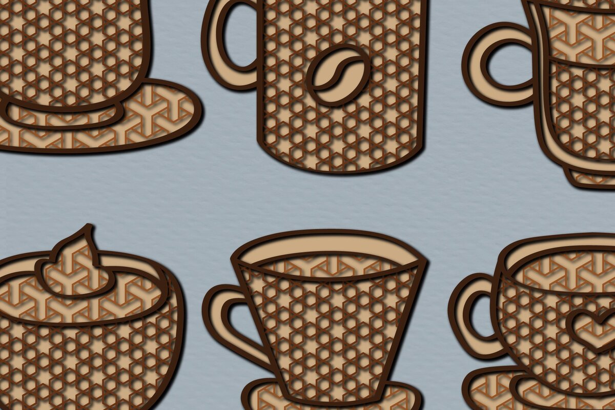 Σετ των 2 Intra απο ξύλο plywood 3mm-4mm πάχος - Cricut Cute Coffee Layer  Bundle Δίασταση 20x20 cm INTRAFABR-36770392