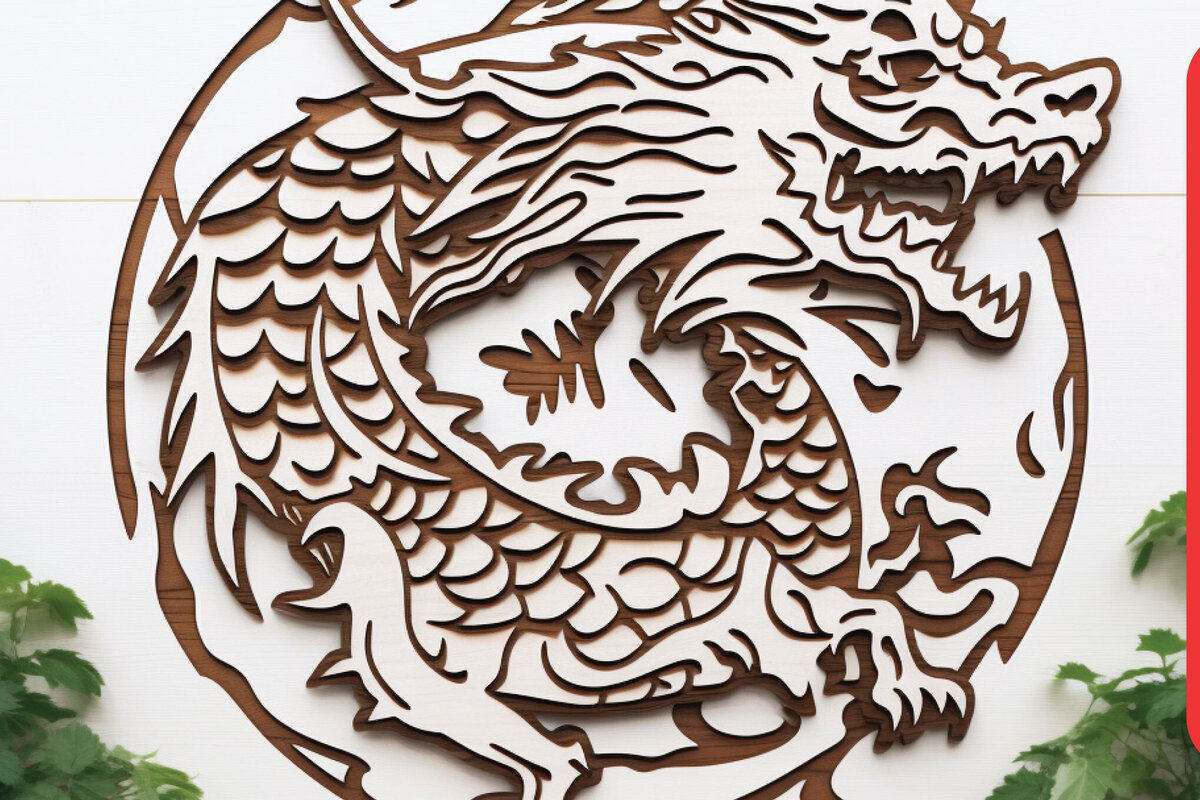 Intra απο ξύλο plywood 3mm-4mm πάχος - Cricut Dragon Papercut Decor  Δίασταση 30x20 cm INTRAFABR-89858353