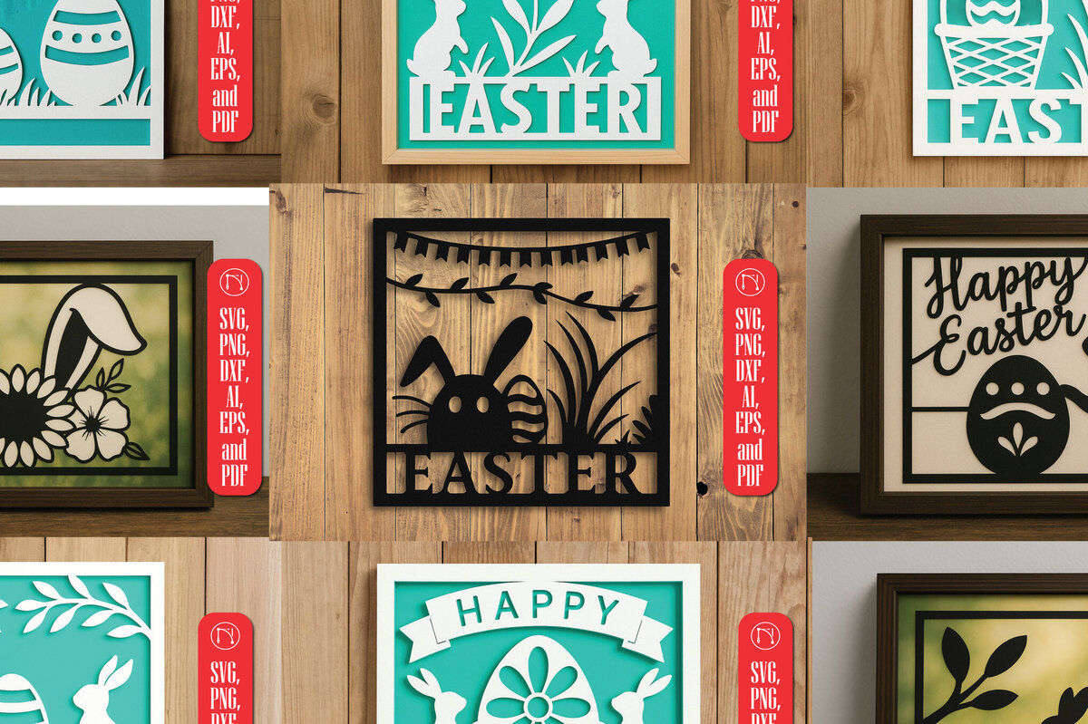 Σετ των 3 Intra απο ξύλο plywood 3mm-4mm πάχος - Πακέτο  Πασχαλινής διακόσμησης τοίχων Cricut Δίασταση 4x4 cm INTRAFABR-120106168