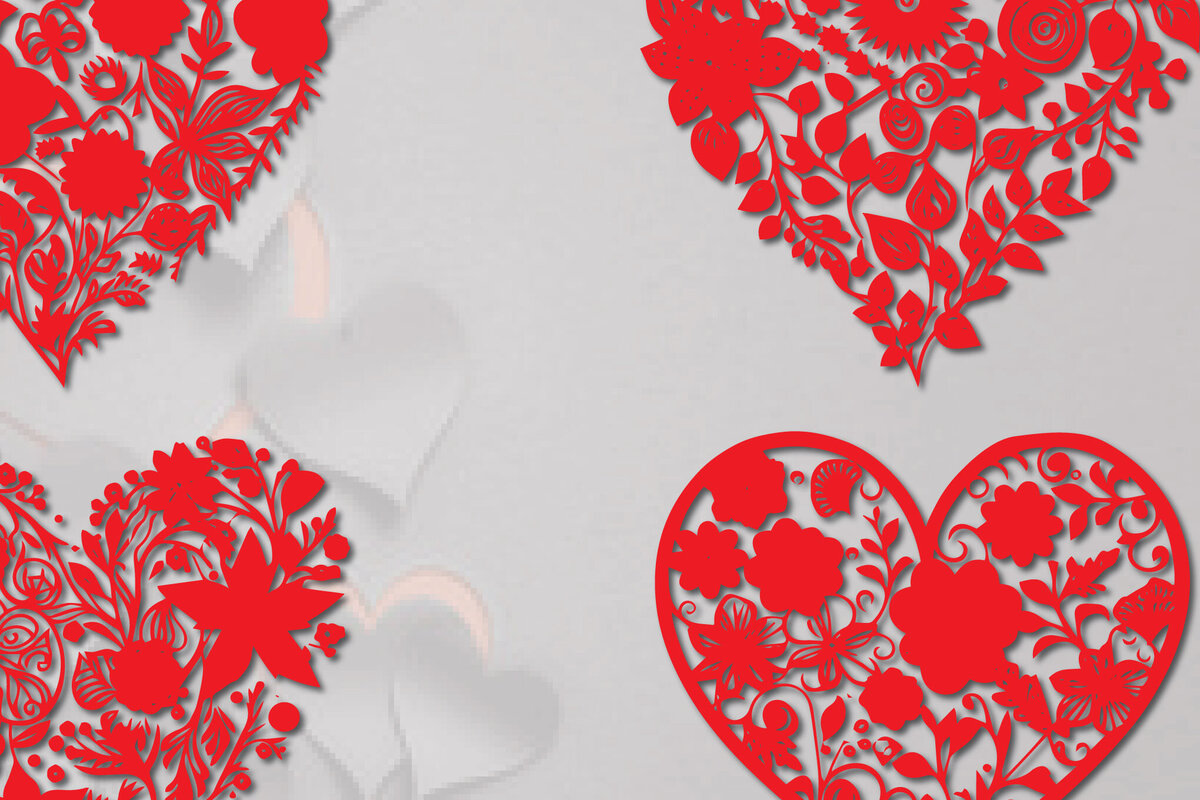 Σετ των 2 Intra απο ξύλο plywood 3mm-4mm πάχος - Πακέτο Cricut Floral Flower Heart  Δίασταση 20x20 cm INTRAFABR-86299260